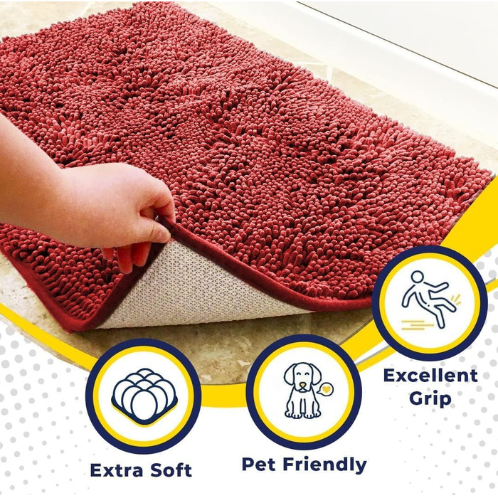 Килимок для дому Muddy Mat® Super Absorbent, мікрофібра, швидковисихаючий, антиковзний, 19'x30' (91x183 см)
