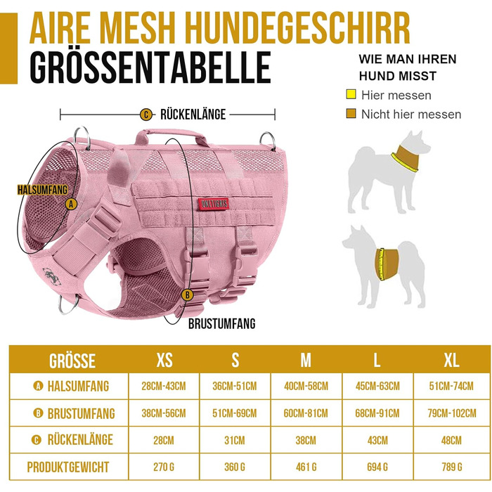 Нагрудник для собак OneTigris AIRE MESH, тактичний, великий, анти-тяга, з 2 ручками, регульований, дихаючий, зелений (рожевий, M)