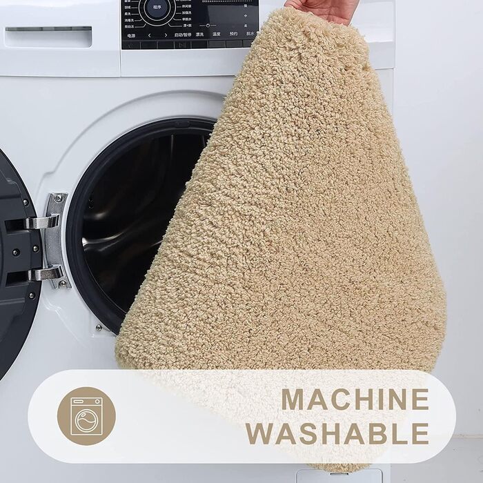 Килимок для ванної кімнати Homaxy: антиковзаючий, м'який, пухнастий, з мікрофібри, 60 x 120 см, бежевий