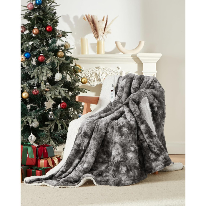 Електрична ковдра LinTimes з автовимкненням, 6 температурних режимів, 180 x 130 см, сіра