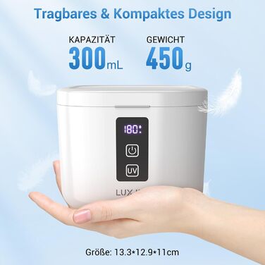 Ультразвуковий очищувач 48000Hz з УФ-дезінфекцією для зубних кап, брекетів, протезів та ювелірних виробів - 300 мл, 24 Вт