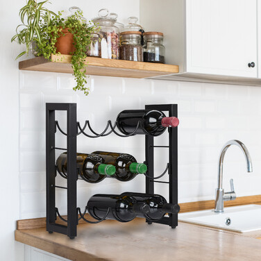 Relaxdays Black Wine Rack for 9 Bottles