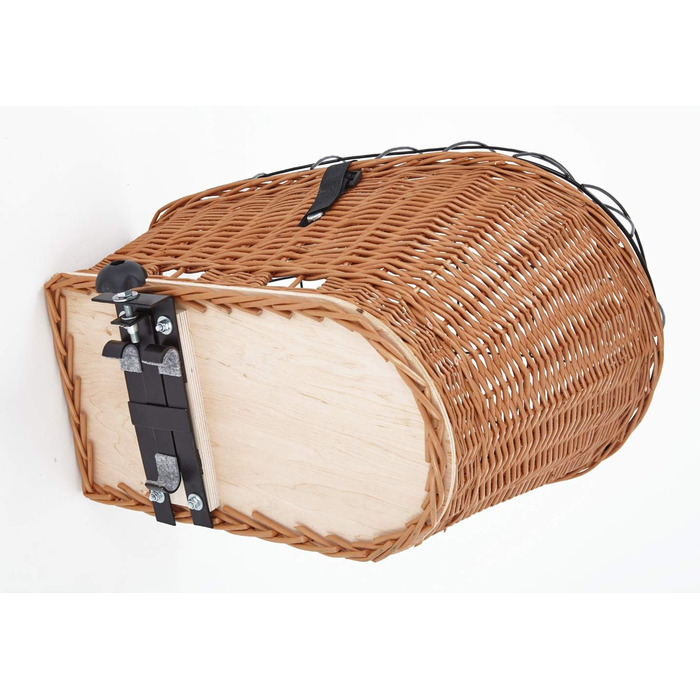 Корзина для велосипеда Tigana для собак, плетіння з лози, 60 x 39 см, сітчаста, задній багажник, переноска для тварин, XL + подушка/дерево/вкладиш G1