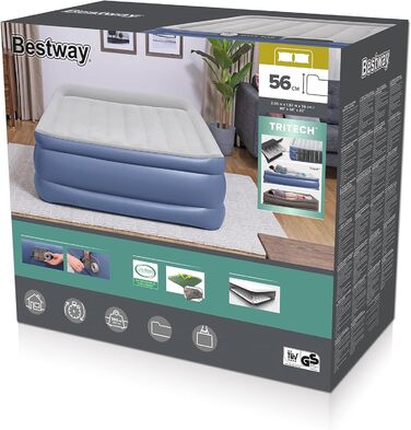 Надувний матрац Bestway Tritech Queen розмір 203x152x56 см з вбудованим насосом