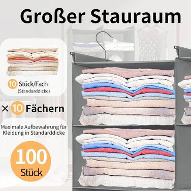 Настінна вішалка-органайзер для одягу, 6 ярусів, сіра. З металевими гачками, для зберігання в шафі, спальні, гуртожитку. Економія місця.