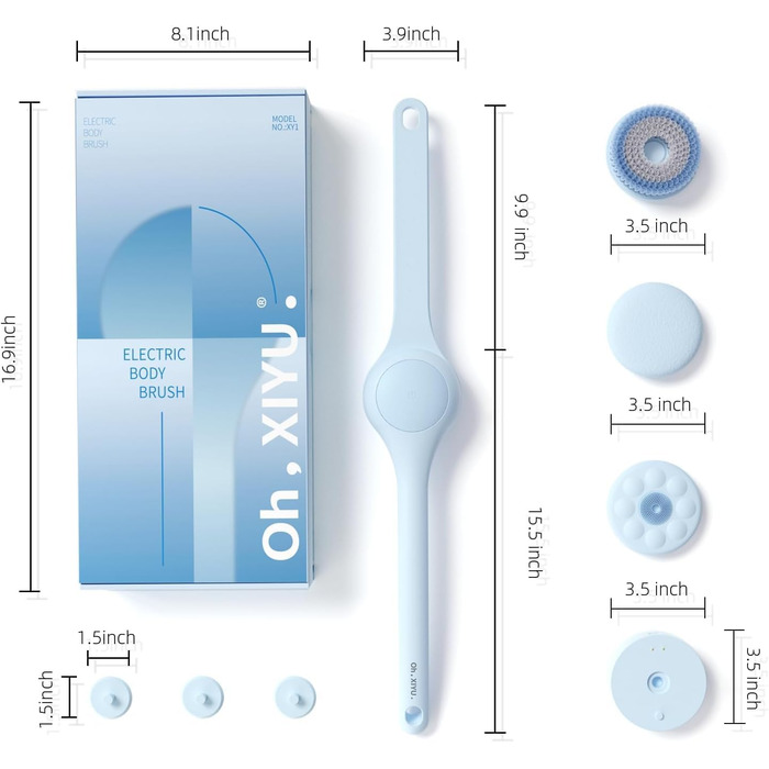 Електрична щітка для спини, м'яка ексфоліація, перезаряджається, довга ручка для душу, допомога у нанесенні крему на спину для жінок, чоловіків, людей похилого віку, глибоке очищення для всіх типів шкіри, хороша піна - Рожева (Небесно-блакитна)