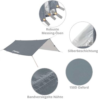 Тент KingCamp Bowman для кемпінгу: захист від сонця, вітру, 300x400 см, UV 50+