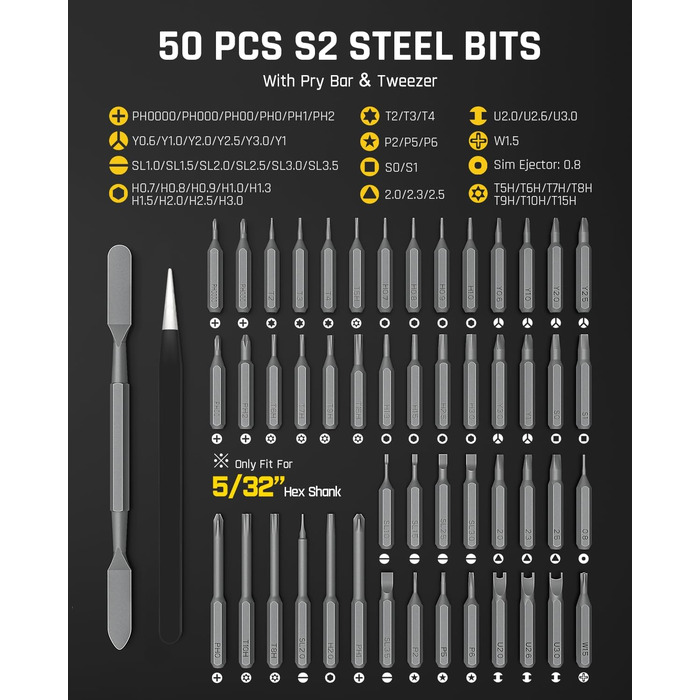 Набір викруток прецизійних Fanttik E2 Ultra 50 в 1 для ремонту iPhone, ноутбуків, годинників, окулярів (червоний)