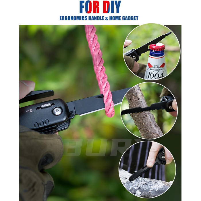 Мультитул BIBURY 12-в-1 для чоловіків: інструмент для кемпінгу, виживання, подорожей та дому