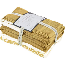 Комплект рушників Amrapur Trefoil Filigranes, 6 шт, жакардові, двосторонні, фарбована пряжа, золотий колір