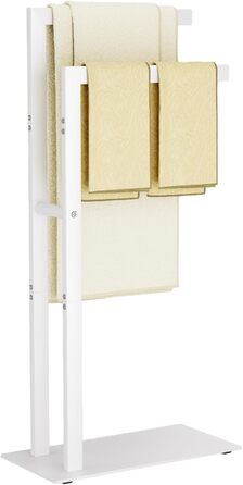 Підставка для рушників Yawinhe Freistehend, підставка для рушників стояча з нержавіючої сталі, 2 стійки, полиця для одягу у ванну кімнату, білий, 40x20x80 см, SMJ003W