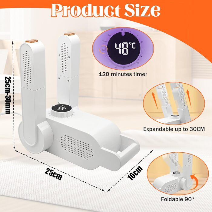 Електричний сушильник для взуття Herbst: 3 режими, таймер, антибактеріальний, для дитячого та гірськолижного взуття