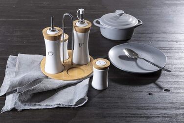 Набір спецій Easig з бамбуковою підставкою: олія, сіль, перець (4 шт.)