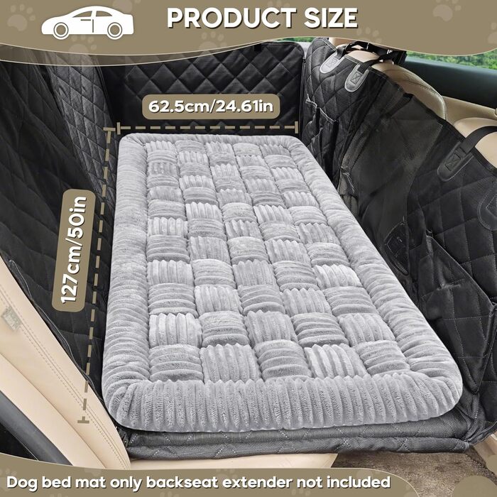 Килимок для собак у машину Loiion, захист заднього сидіння, чорно-білий, 127x62.5 см