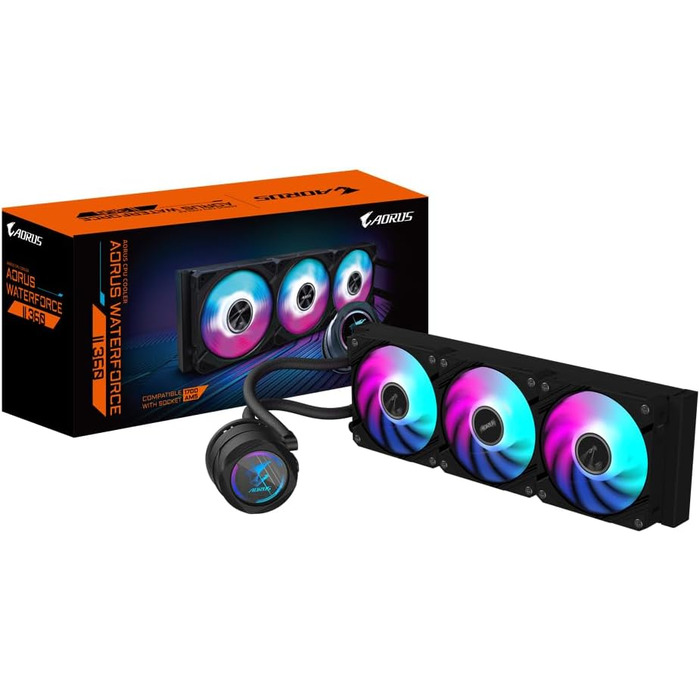 Система водяного охолодження CPU GIGABYTE AORUS WATERFORCE II 360 Ice - білий корпус, 3 вентилятори 120mm ARGB, сумісна з Intel LGA 1851 та AMD AM5