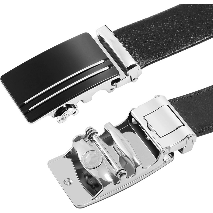 Чоловічий шкіряний ремінь WERFORU з автоматичною пряжкою, ширина 3.5 см, для костюма та джинсів, колір A-braun, довжина 145 см (обхват талії 105-125 см)