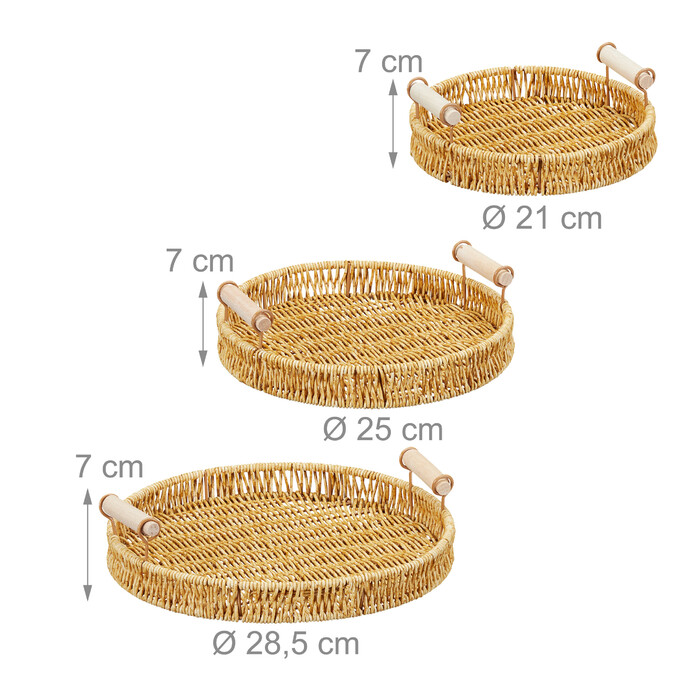 Relaxdays Set of 3 Round Serving Trays