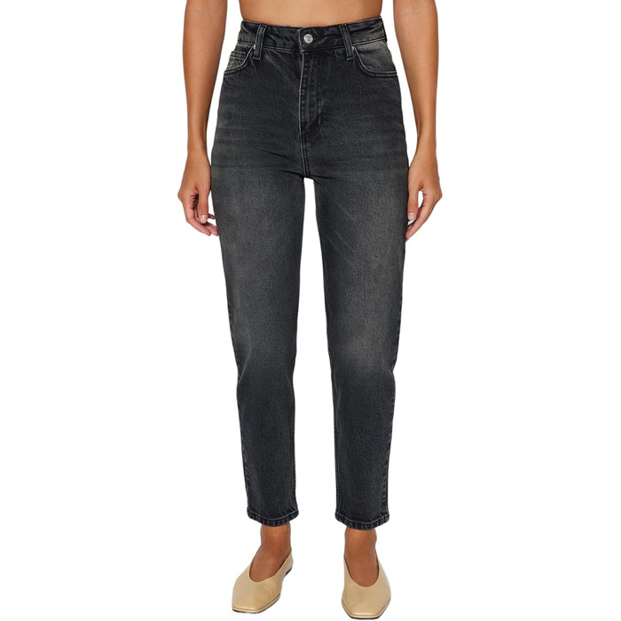 Джинси жіночі Trendyol Mom Jeans висока талія прямі чорні розмір 34