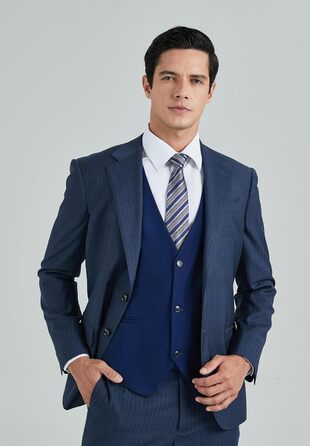 Костюмний жилет чоловічий HISDERN, темно-синій, бавовна, однотонний, V-подібний виріз, з кишенями, для вечірки, весілля, бізнесу