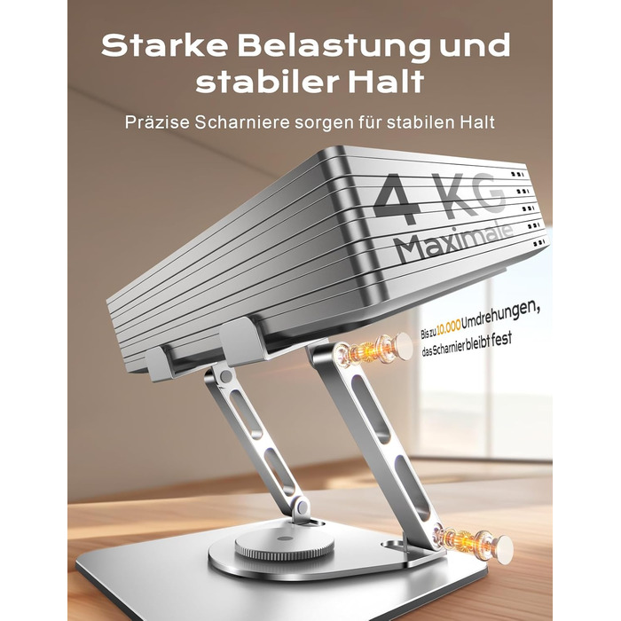Регульована підставка для ноутбука 360° - ергономічна, до 16 дюймів, сумісна з MacBook Air/Pro