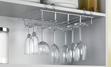 Підвіска для склянок WENKO - тримач для 12 склянок, хром, 34 x 8 x 25 см