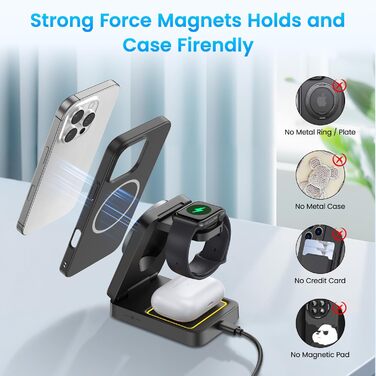 3-в-1 Зарядна станція для Apple Watch, iPhone та AirPods Pro (індукційна, бездротова)