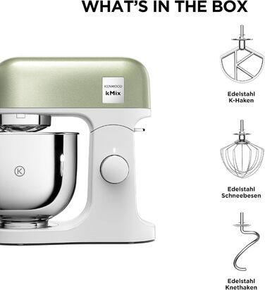 Кухонна машина Kenwood kMix Editions KMX760BC, 1000 Вт, чаша 5 л з нержавіючої сталі, набір для кондитера, зелений металік