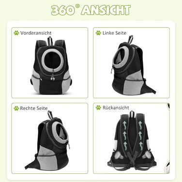 Рюкзак для собак та котів ALLSOPETS, переноска для маленьких тварин, рюкзак для велосипеда та мотоцикла, для піших прогулянок, кемпінгу та відпочинку на природі (чорний, M)