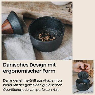 Crushgrind Kiruna: М'ятка для спецій з якісного чавуну та акації | Для подрібнення сухих спецій та трав