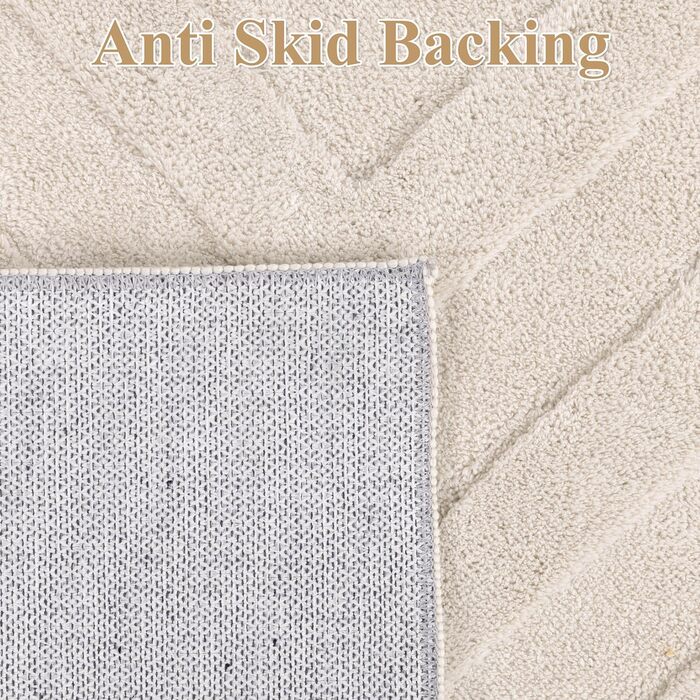 Килим для вітальні SHACOS з коротким ворсом, 120x160 см, бежевий, геометричний, з 3D ефектом, антиковзаючі