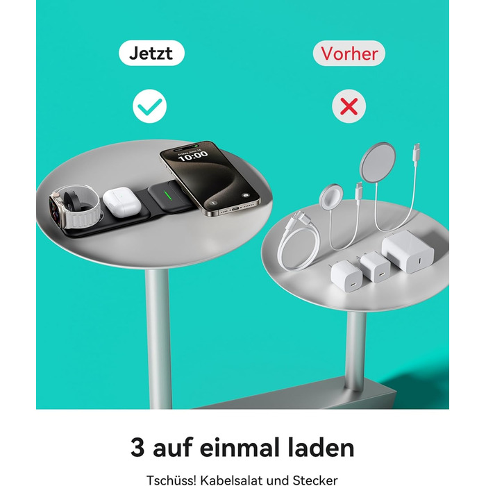 Станція зарядки MagSafe INIU 15W 3-в-1: для iPhone, Apple Watch, AirPods (з адаптером 20W та USB-C кабелем)