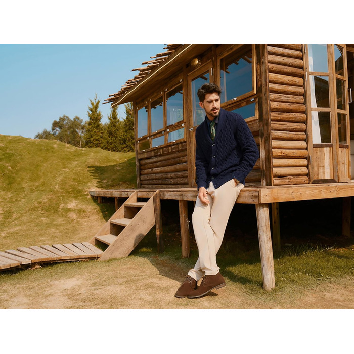 Кардиган чоловічий PJ PAUL JONES з коміром-стійкою, великий в'язання, на ґудзиках (XL, темно-синій)