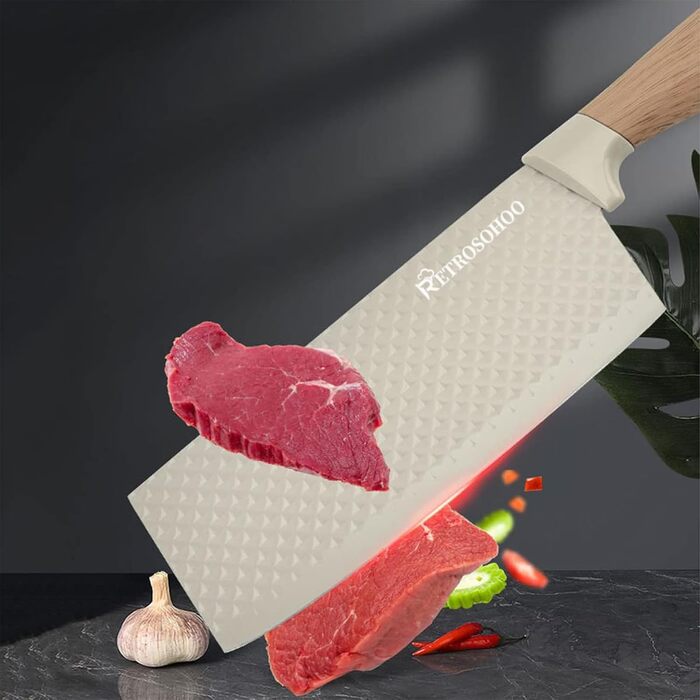 Набір ножів Messer Set, 6 предметів, хакі. Набір кухонних ножів з нержавіючої сталі з антипригарним покриттям та блоком для ножів. Підходить для дому, ресторану, пікніка.