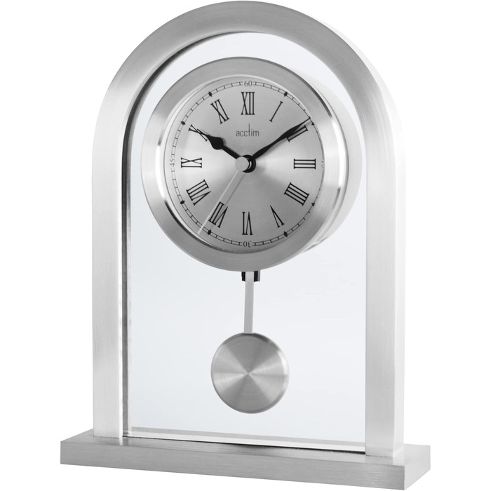Metal, silver Acctim mantel clock, one size