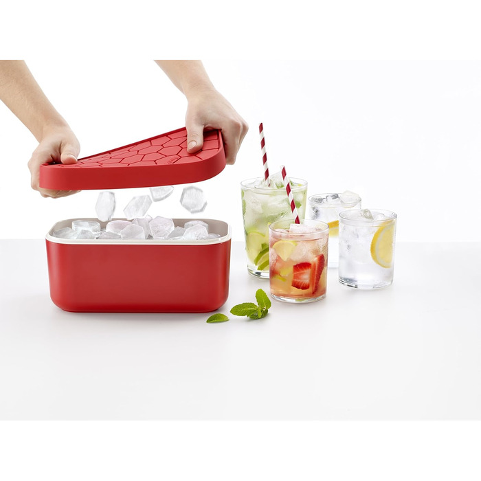 Форма для льоду Lékué Eiswürfelbox, червона, 12x22x8 см
