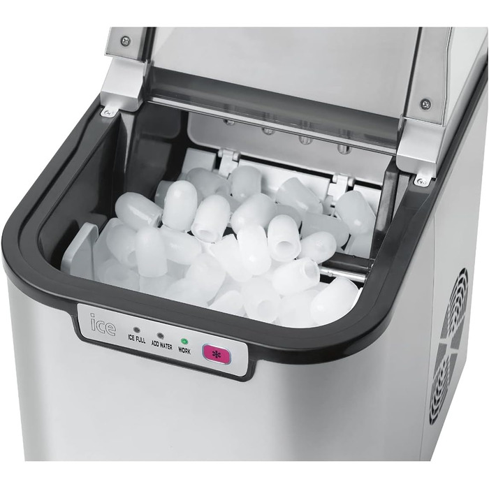 Машина для приготування льоду Clatronic EWB 3785 Inox | Швидке приготування льоду за 10 хвилин | Самоочищення | 12 кг/24 години | 1,5 л резервуар для води