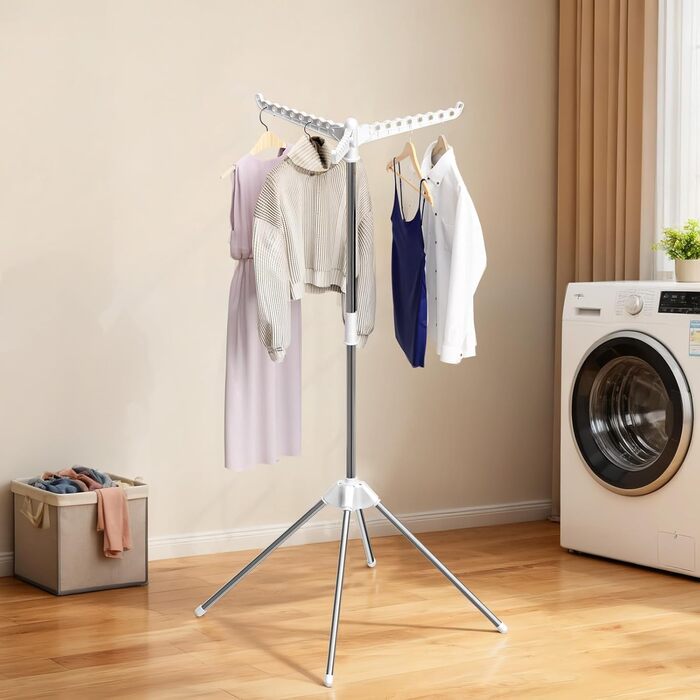 Сушарка для білизни складана, біла, з 3 крилами, нержавіюча сталь - для дому та вулиці