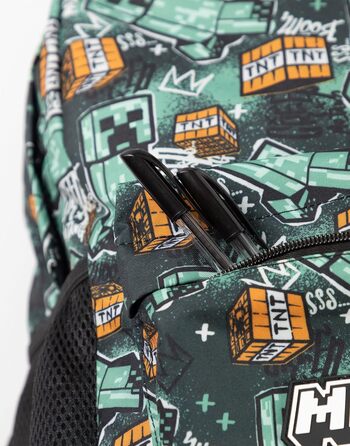 Рюкзак Minecraft для хлопчиків: ігровий рюкзак з принтами Creeper, Zombie, Skelett, Enderman та Павук з печери | Для школи, подорожей, геймінгу та щоденних виходів (Aop Creeper)