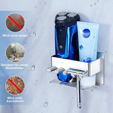 Тримач для зубних щіток GGQ настінний, для електричної зубної щітки, без свердління, самоклеючий, з підставкою для зубної пасти (срібний)