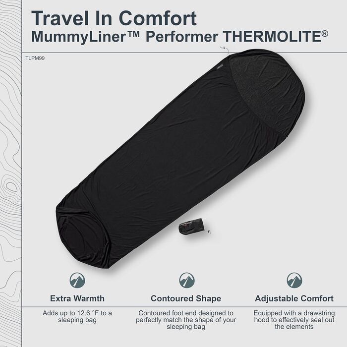 Спальний мішок-вкладиш Cocoon MummyLiner Thermolite Performer – легкий термоізоляційний вкладиш для спальника, термоматеріал Thermolite, для туризму та походів