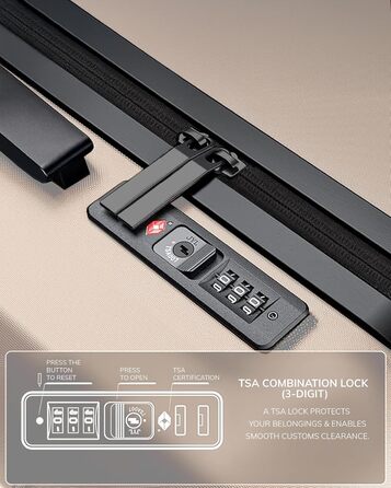 Набір валіз FERGÉ 3 шт. з жорстким корпусом та TSA-замком Cannes. Валізи-ролери (Handgepäck, L, XL). Жорсткий корпус, міцний полікарбонат, 4 колеса, валіза XL 75 см, колір Ivory-matt