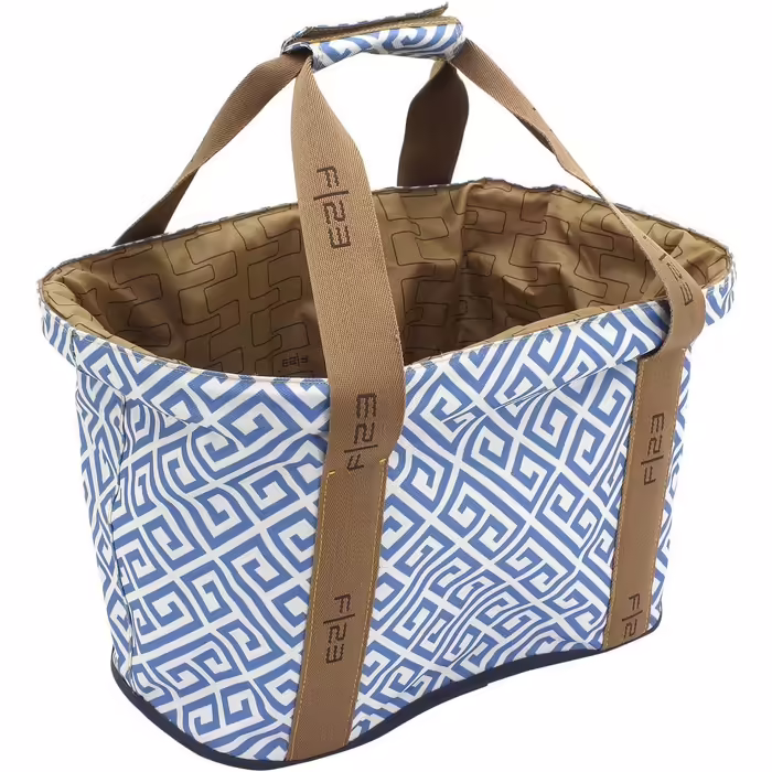 F|23, Shopping Basket, SHOPPERS'DELIGHT, Integrated Protective Cover, Polyester, 42 x 27 x 26 cm, approx. 20 liters, blue/white, 84110-5