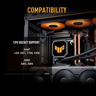 ASUS TUF Gaming LC III 360 ARGB - водяне охолодження CPU з RGB підсвічуванням, 360 мм, для Intel LGA 1851/1700/1200 та AMD AM5/AM4