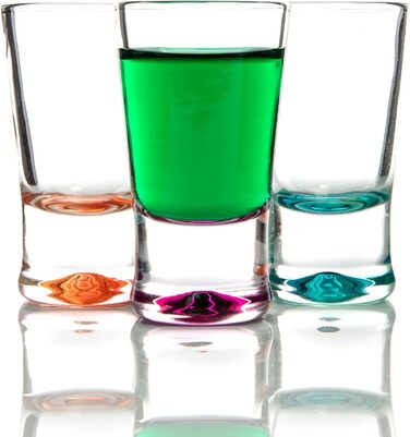 BigDean 48x Shot Glasses 2cl - Glass Shot Glasses - Colored Shot Glasses for Schnapps such as Tequila, Vodka, Ouzo, Sambuca, Liqueur - Shot glasses, Pinnchen
