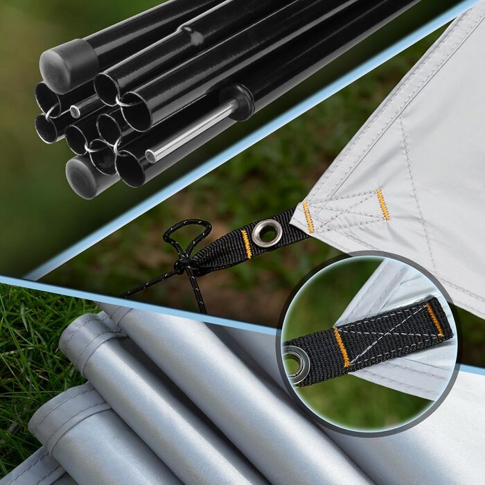 Тент Forceatt Zeltplane 3.7x4.3 м, Ultraleicht, 6 кріплень, Анти-UV, Водонепроникний. Для кемпінгу, піших прогулянок та відпочинку на природі. Темно-синій & сірий (Червоний & сірий)