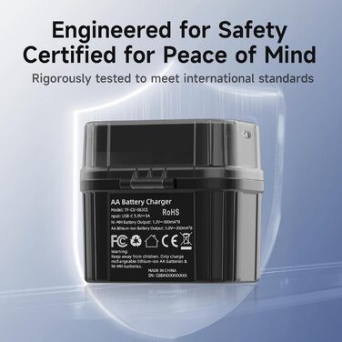 Акумулятори AA перезаряджувані (3000мВт·год, 1.5V) та NiMH акумулятори AA (2700мАг, 1.2V) з гібридним зарядним пристроєм (4 шт.) + бокс для зберігання