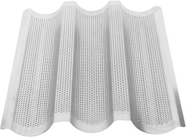 BuyWeek Baguette Baking Sheet, 3-Groove Stainless Steel Baguette Baking Mold French Bread Baking Sheet Pan Kitchen Baking Tool Silver