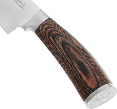 Кухонний ніж Wakoli EDIB Bunka з дамаської сталі (серцевина VG10), 20 см - гострий та ергономічний. Ніж з ручкою з паккавуду в подарунковій коробці. Кухонний ніж для професійних та аматорських кухарів. Без гравіювання