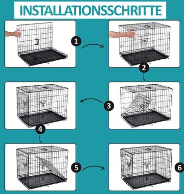 Клітка для собак Defacto: переноска, транспортний бокс, розмір M (61x43x51 см), чорний метал, з піддоном