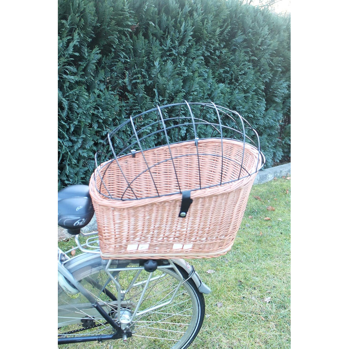 Корзина для велосипеда на багажник з плетеної лози з металевою сіткою та подушкою, XL або XXL. Без подушки - XXL